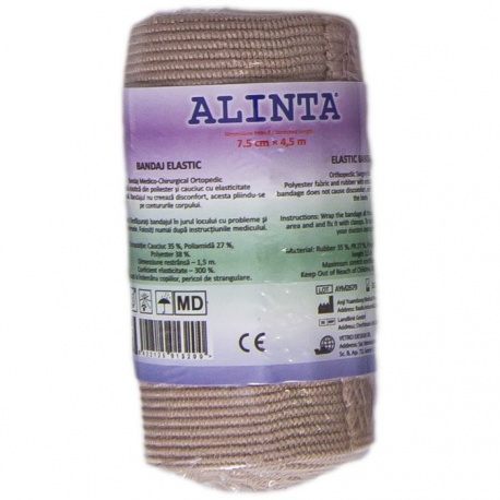 Bandaj Elastic natur 7.5cmx4,5m, intarit, grosime 1mm, 1 rola
