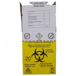 Cutie 20 L cu sac Biohazard 50 microni, pentru colectarea deseurilor medicale infectioase