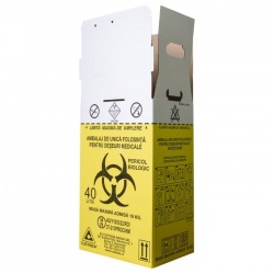 Cutie 40 L cu sac Biohazard 50 microni, pentru colectarea deseurilor medicale infectioase