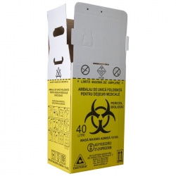 Cutie 40 L cu sac Biohazard 50 microni, pentru colectarea deseurilor medicale infectioase