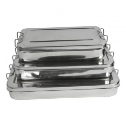 Cutie pentru instrumentar cu capac, 20 x 10 x 4 cm, inox