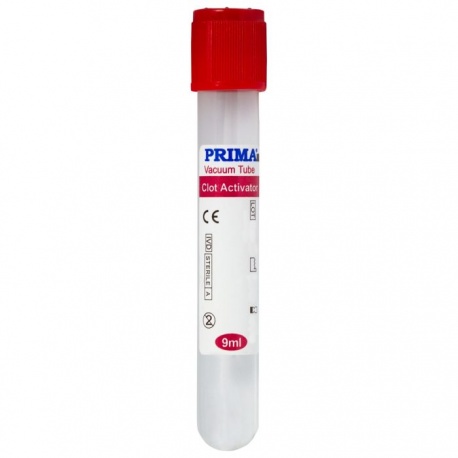 Vacutainer Biochimie, capac rosu, cu activator de coagulare, volum aspiratie 9 ml, steril, 100 bucati