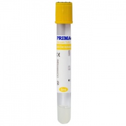 Vacutainer biochimie, cu capac galben, cu activator de coagulare si gel separator, 5ml, 100 bucati.
