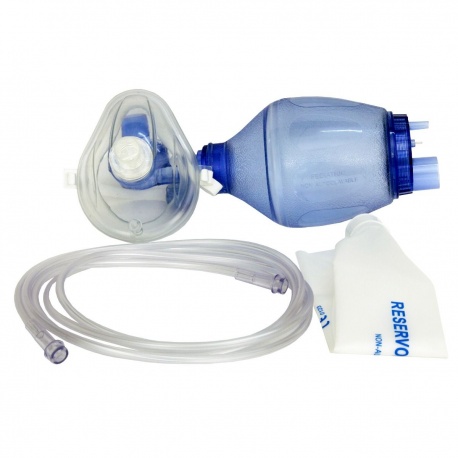 Balon resuscitare copii, PVC, tub de oxigen 200 cm, masca nr.2, capacitate rezervor 600 ml