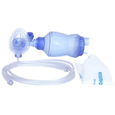 Balon resuscitare nou-nascuti, PVC, tub de oxigen 200 cm, masca nr.1, capacitate rezervor 280 ml