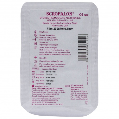 Burete Hemostatic pe baza de colagen, resorbabil, steril, 200x70x0.5mm, 10 bucati