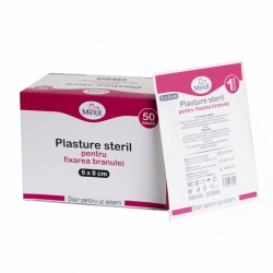 Plasturi pentru fixarea branulei 6x8cm,sterili, 50 bucati